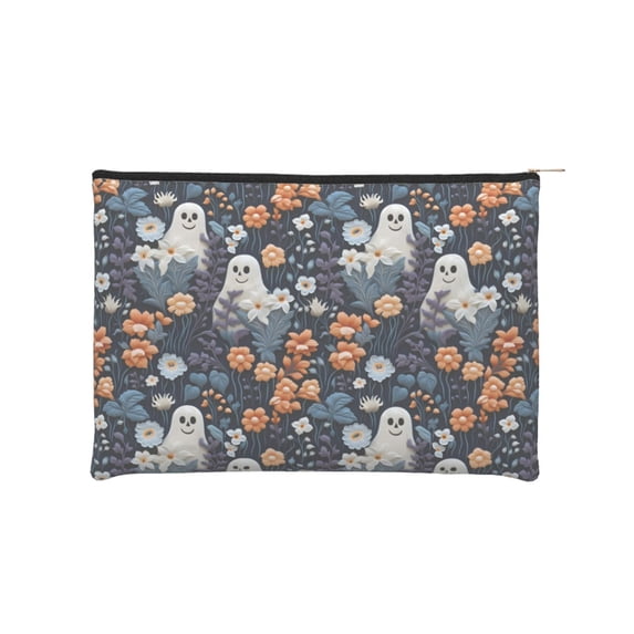 Cauagu Cute ghost in the flowers for Tyvek Makeup Bag,Reusable Travel Cosmetic Bag Women Organizer Toiletry Bag Birthday,Gifts for Women Girlfriend Mom Teacher 6.5’’*8.9’’