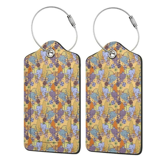 Cauagu Cycling Elephant On Bicycle In Park Pattern Luggage Tags,Leather Luggage Tags Personalized Luggage Tag Travel Tags Privacy Cover ID Label for Travel Bag Suitcase-1