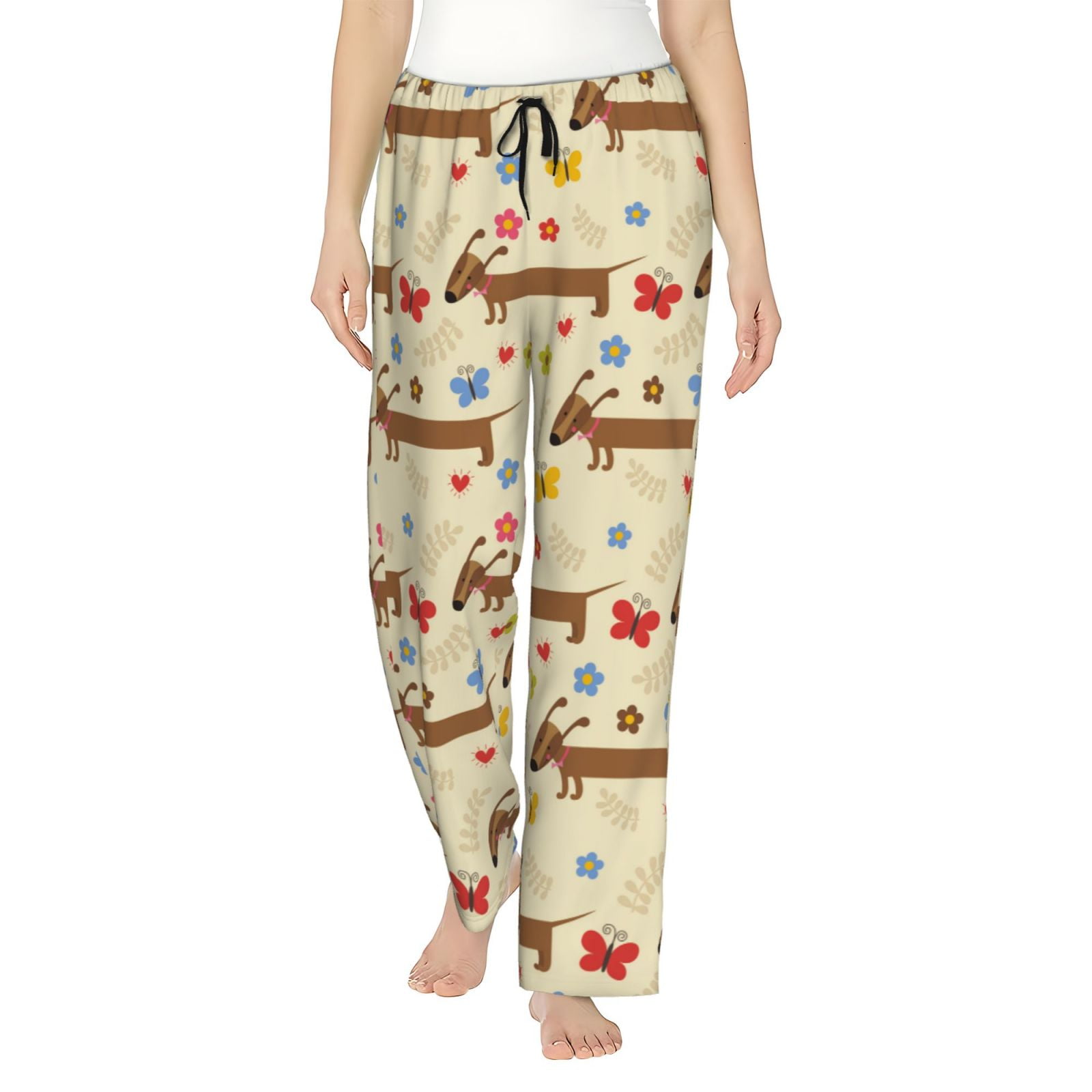 Plus Size Dog Heart Cake Printed Drawstring Wide Leg Pants