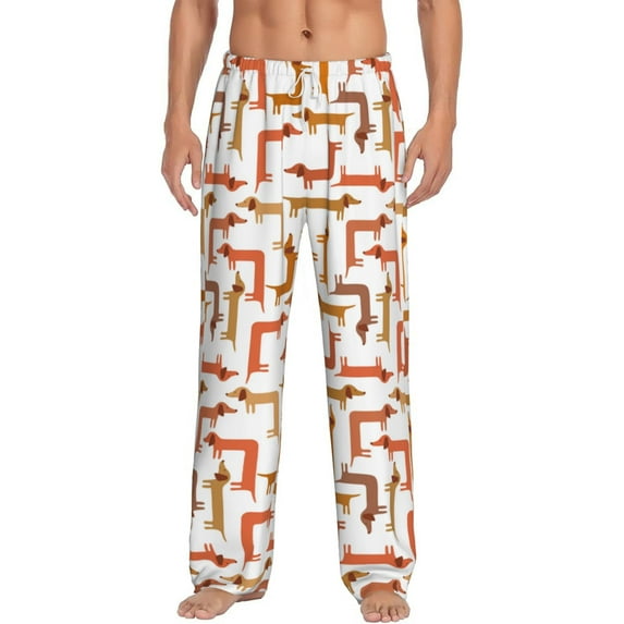 Cauagu Dachshund Dog Mens Pajama Pants Sleep & Lounge Pants,PJ Bottoms with Pockets-Large