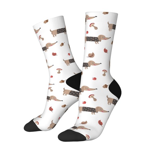 Cauagu Dachshund Dog Print Crew Socks for Women and Men,Adult Athletic Running Socks 1-Pair Sports Socks Work Gear Socks with Moisture Wicking