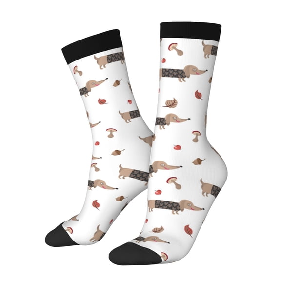 Cauagu Dachshund Dog Print Crew Socks for Women and Men,Adult Athletic Running Socks 1-Pair Sports Socks Work Gear Socks with Moisture Wicking