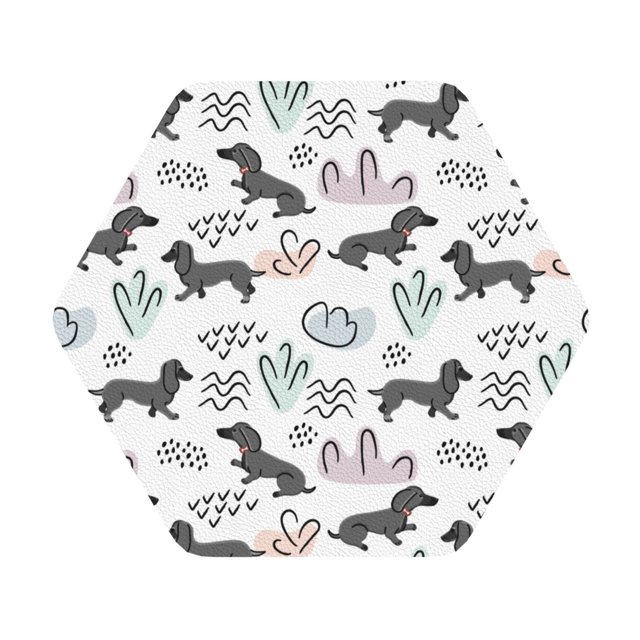 Cauagu Dachshund Dog Puppy for Round Coaster,Drink Coasters Set of 4