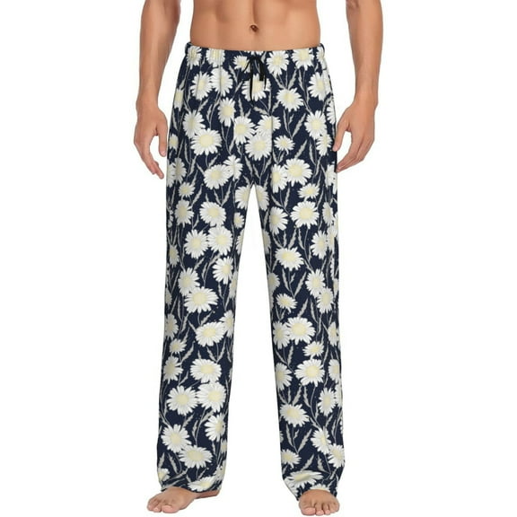 Cauagu Daisies Flowers Mens Pajama Pants Sleep & Lounge Pants,PJ Bottoms with Pockets-Small