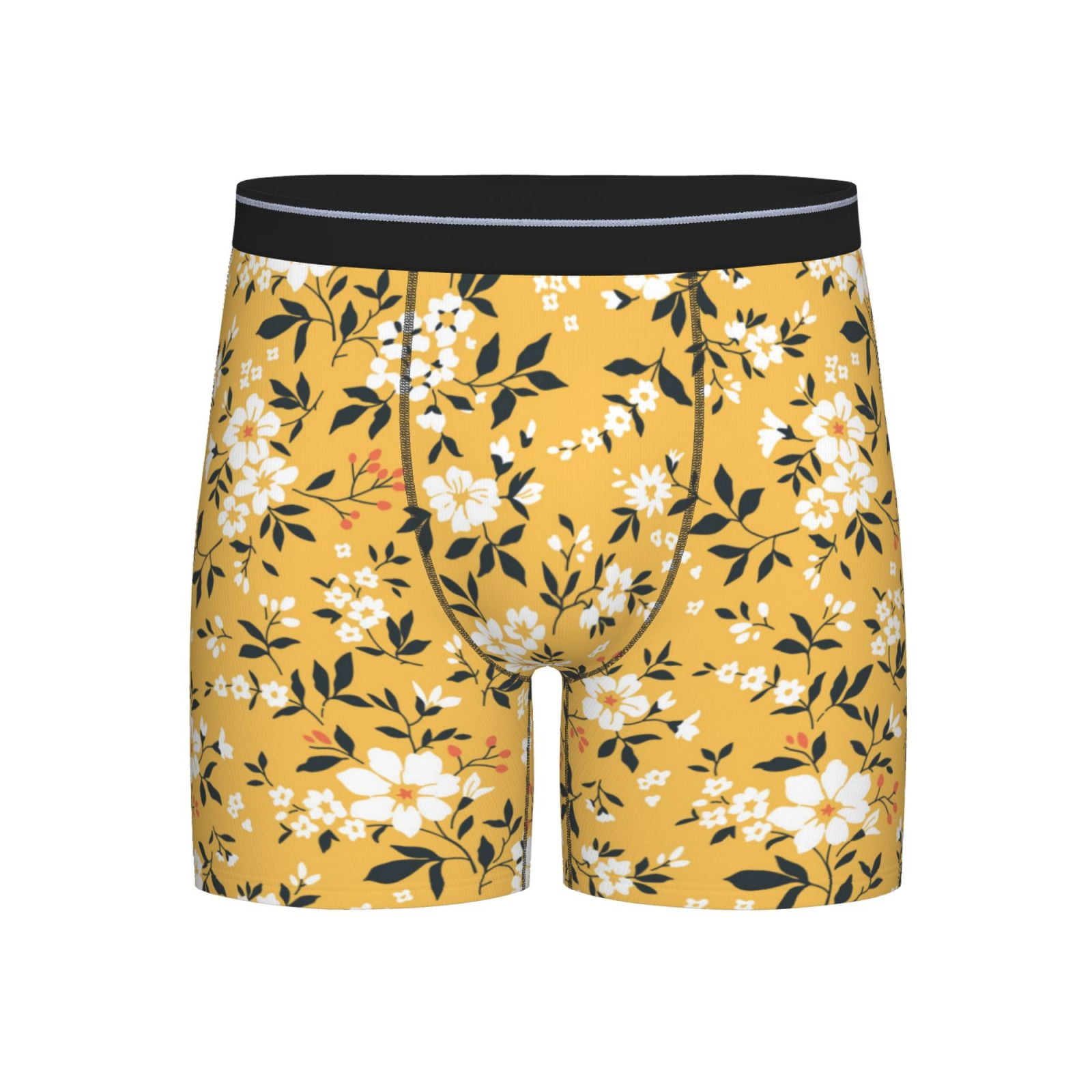 Cauagu Daisies Flowers Print Men's Boxer Briefs, Funny & Cute Underwear