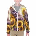 thumbnail image 1 of Cauagu Daisy Sunflower Lazy Cat Print Sun Protection Jacket for Teen,Full-Zipper Long Sleeve Sun Shirts with Pockets UV Hoodie Shirts Outdoor Athletic Jacket-XX-Large, 1 of 7