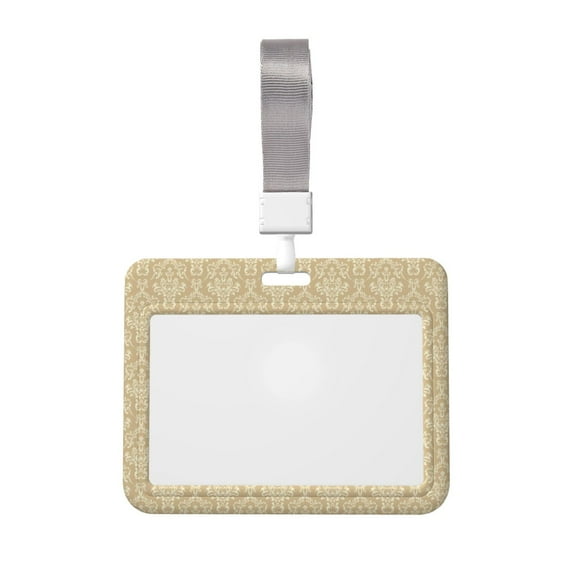 Cauagu Damask Beige Tan Brown for ID Badge Holder,Badge Holder with Windows Key Card Work Badge Sleeve for Office/ Factory/ID Credit Cards/Proximity Key Cards