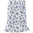 Cauagu Dark Blue Snowflakes Pattern Flannel Bed Blankets,Fleece Blanket