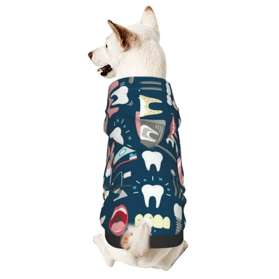 Cauagu Dental Pattern Winter Pet Hoodie Sweatshirts- Dog Hoodie Sweater with Leash Hole - Cute Dog Hoodie - Pet Clothes Puppy Cat Custume -XX-Large