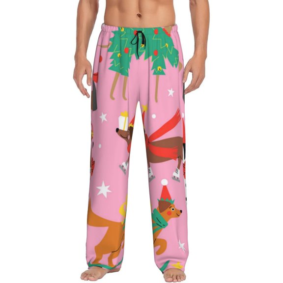 Cauagu Different Dogs Christmas Mens Pajama Pants Sleep & Lounge Pants,PJ Bottoms with Pockets-Medium