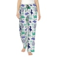 thumbnail image 1 of Cauagu Dinosaur Pajama Pants for Women Loose Fit Wide Leg Trouser Pants Casual Elastic Waist Drawstring Lounge Pants, 1 of 1