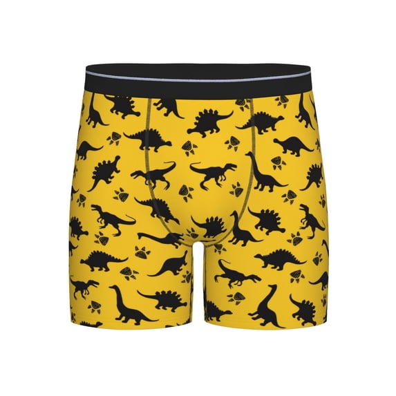 Cauagu Dinosaur Print Men's Boxer Briefs, Funny & Cute Underwear Elastic Waistband Briefs Ideal Gift for Men,1-Pack