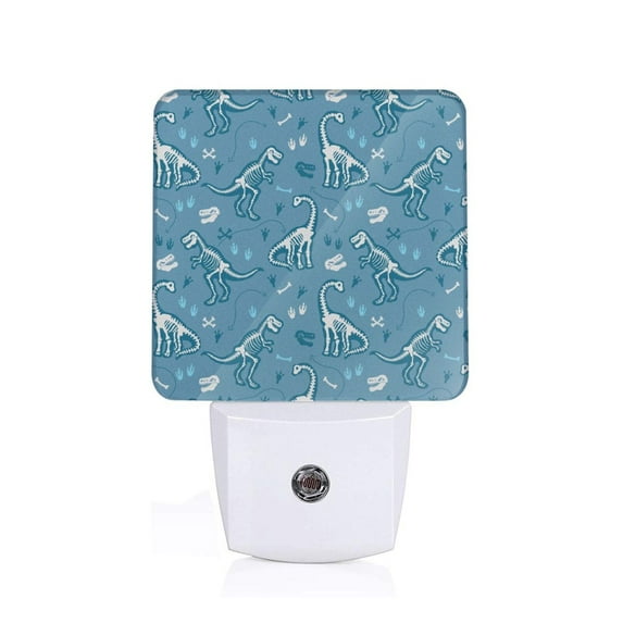Cauagu Dinosaur Skull Print LED Nightlight,0.5W Night Lights Plug into Wall 1 Pack with Dusk-to-Dawn Light Sensor Soft Glow Lamp for Bathroom Adult Hallway-UK