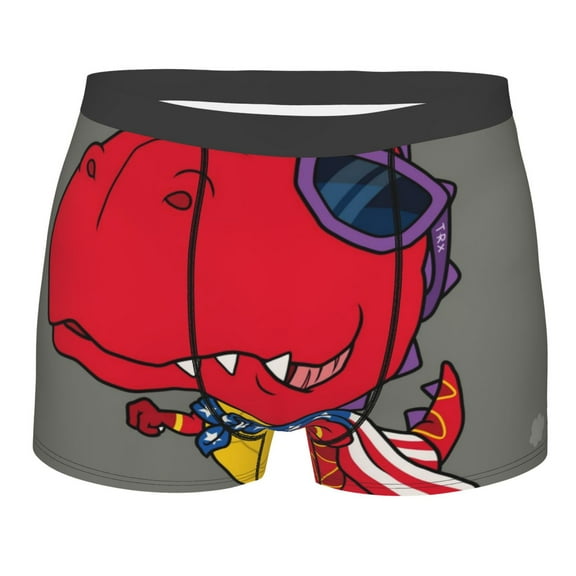 Cauagu Dinosaur Super Hero Cartoon Print Boxer Briefs for Men,Comfortable Breathable Men's Underwear Moisture Wicking Underpants -Large