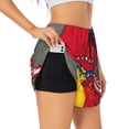 thumbnail image 1 of Cauagu Dinosaur Super Hero Cartoon Print Women's 2 in 1 Running Shorts Athletic Workout Gym Yoga Shorts Running Shorts for Women-X-Large, 1 of 7