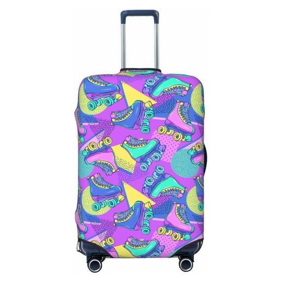 Cauagu Disco Roller Skates Print Travel Luggage Cover,Travel Dust-proof Suitcase Cover Softside Suitcase Protector for 18-32inch,Not Included Suitcase