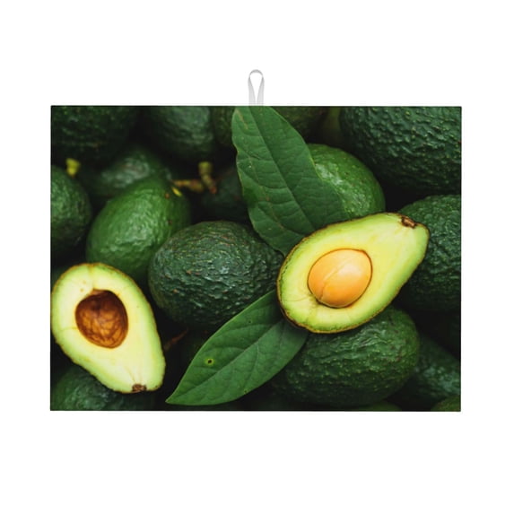 Cauagu Dish Drying Mat,24*18 inch Absorbent Dish Drainer Kitchen Counter,Dish Drying Pad for Countertops,Sinks,Draining Racks( Fresh Avocados)