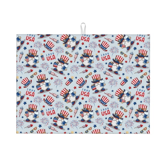 Cauagu Dish Drying Mat,24*18 inch Absorbent Dish Drainer Kitchen Counter,Dish Drying Pad for Countertops,Sinks,Draining Racks( I Love USA)