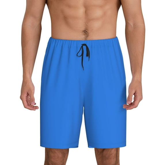 Cauagu Dodgerblue Print Pajama Bottoms for Men Sleep Pajama Shorts Elastic Waistband Sleep Pajama Short Men's PJ Shorts -3X-Large