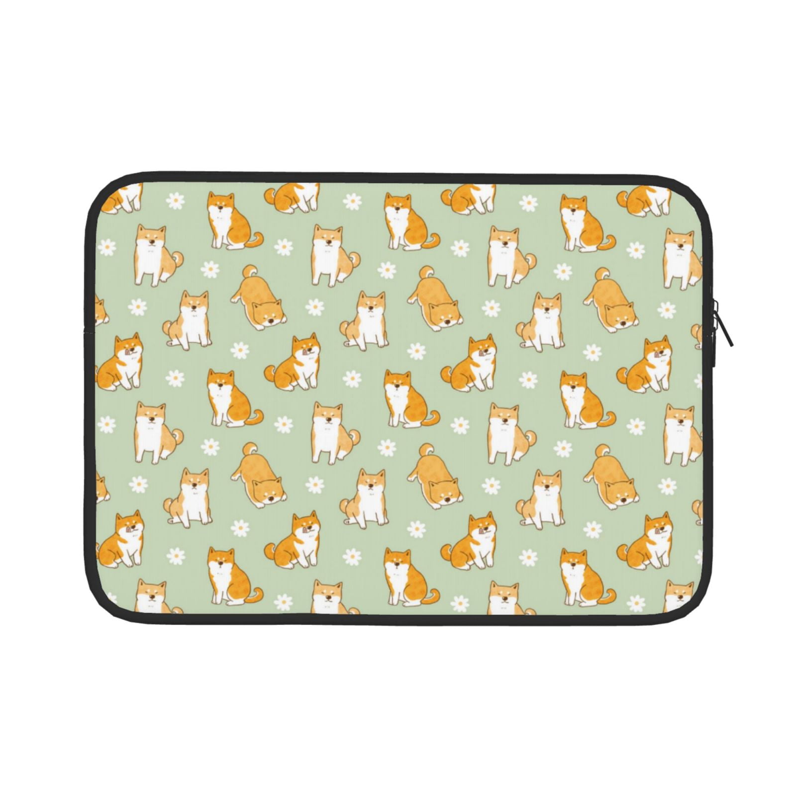 Cauagu Dog And Flower Print Laptop Sleeve Case, Laptop Cover Portable