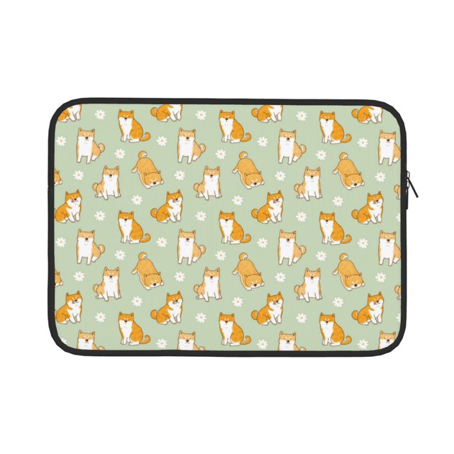 Cauagu Dog And Flower Print Laptop Sleeve Case, Laptop Cover Portable