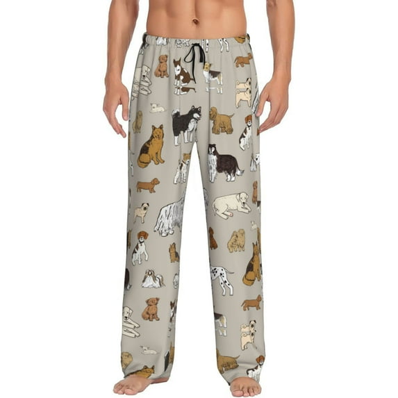 Cauagu Dog Animal Mens Pajama Pants Sleep & Lounge Pants,PJ Bottoms with Pockets-X-Large