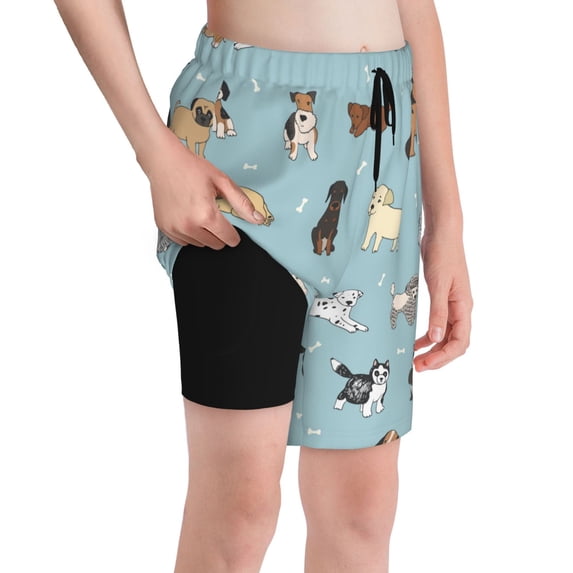 Cauagu Dog Pets Print Swim Trunks for Men,Youth Boys Swim Shorts Compression Liner Beach Shorts Boys' Swimming Shorts 7-20 Years Bathing Suit-X-Large