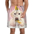 thumbnail image 1 of Cauagu Dog Sitting In Bathtub With Duck On Head Print Men's Swim Trunks,Hawaiian Bathing Suit Swimsuits Beach Shorts with Pockets for Men Quick Dry Swimming Board Shorts-Small, 1 of 6
