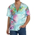 thumbnail image 1 of Cauagu Dragonfly Floral Men's Short Sleeve Button Down Hawaiian Shirt for Men Bowling Shirts Casual Summer Beach Shirt,Large, 1 of 6