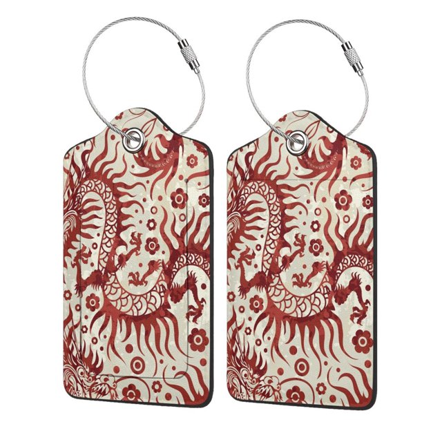 Cauagu Dragons1 Print Luggage Tags,Leather Luggage Tags for Suitcases