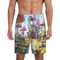 thumbnail image 1 of Cauagu Dreamy Mushroom House Print Pajama Bottoms for Men Sleep Pajama Shorts Elastic Waistband Sleep Pajama Short Men's PJ Shorts -Medium, 1 of 6