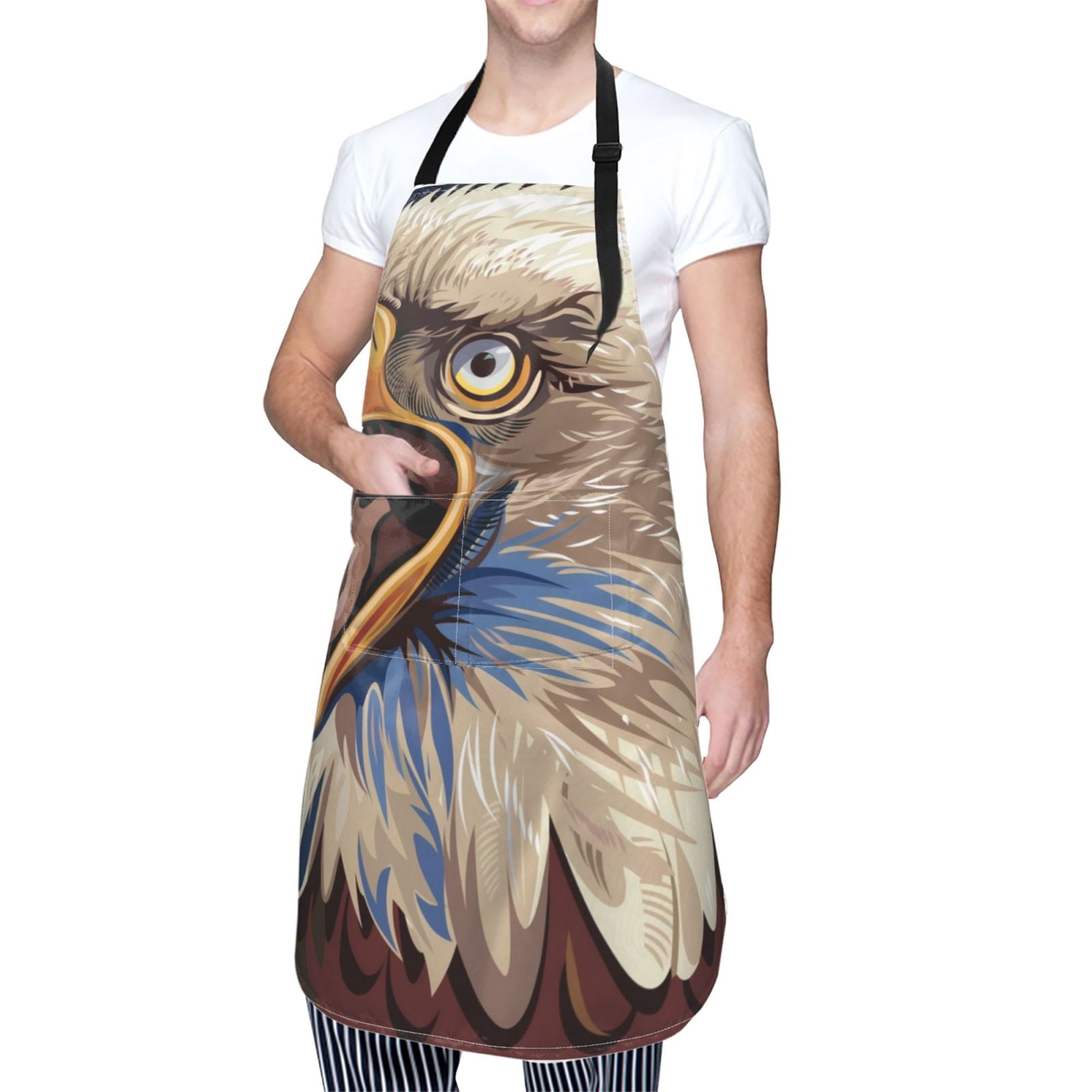 Cauagu Eagle With USA Flags Aprons with Pockets,Waterproof Apron for ...
