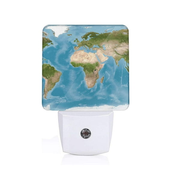 Cauagu Earth View World Map Print LED Nightlight,0.5W Night Lights Plug into Wall 1 Pack with Dusk-to-Dawn Light Sensor Soft Glow Lamp for Bathroom Adult Hallway-EU