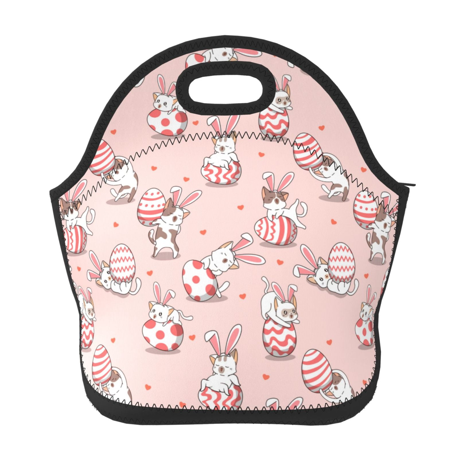 Cauagu Easter Rabbit Print Insulated Lunch Box,Lunch Tote Lunch Bag