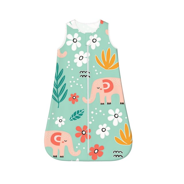 Cauagu Elephant and Flowers for Infant Wearable Blanket,Unisex, Girl