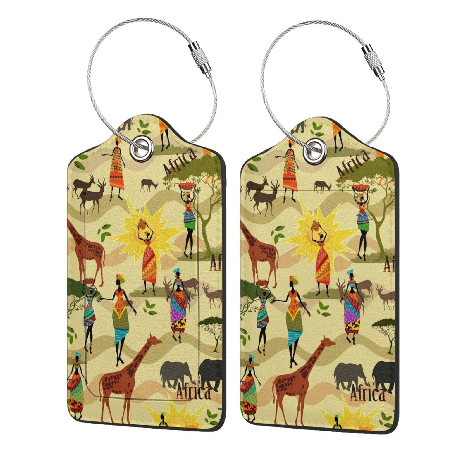Cauagu Ethnic African Pattern Luggage Tags,Leather Luggage Tags ...