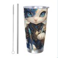 thumbnail image 1 of Cauagu Exotic Blue Cat Pattern 20oz Tumbler,Stainless Steel Vacuum Insulated Tumbler with Lid Insulated Coffee Mug Thermal Cup with Splash Proof Sliding Lid-Straw Two-piece Set, 1 of 8
