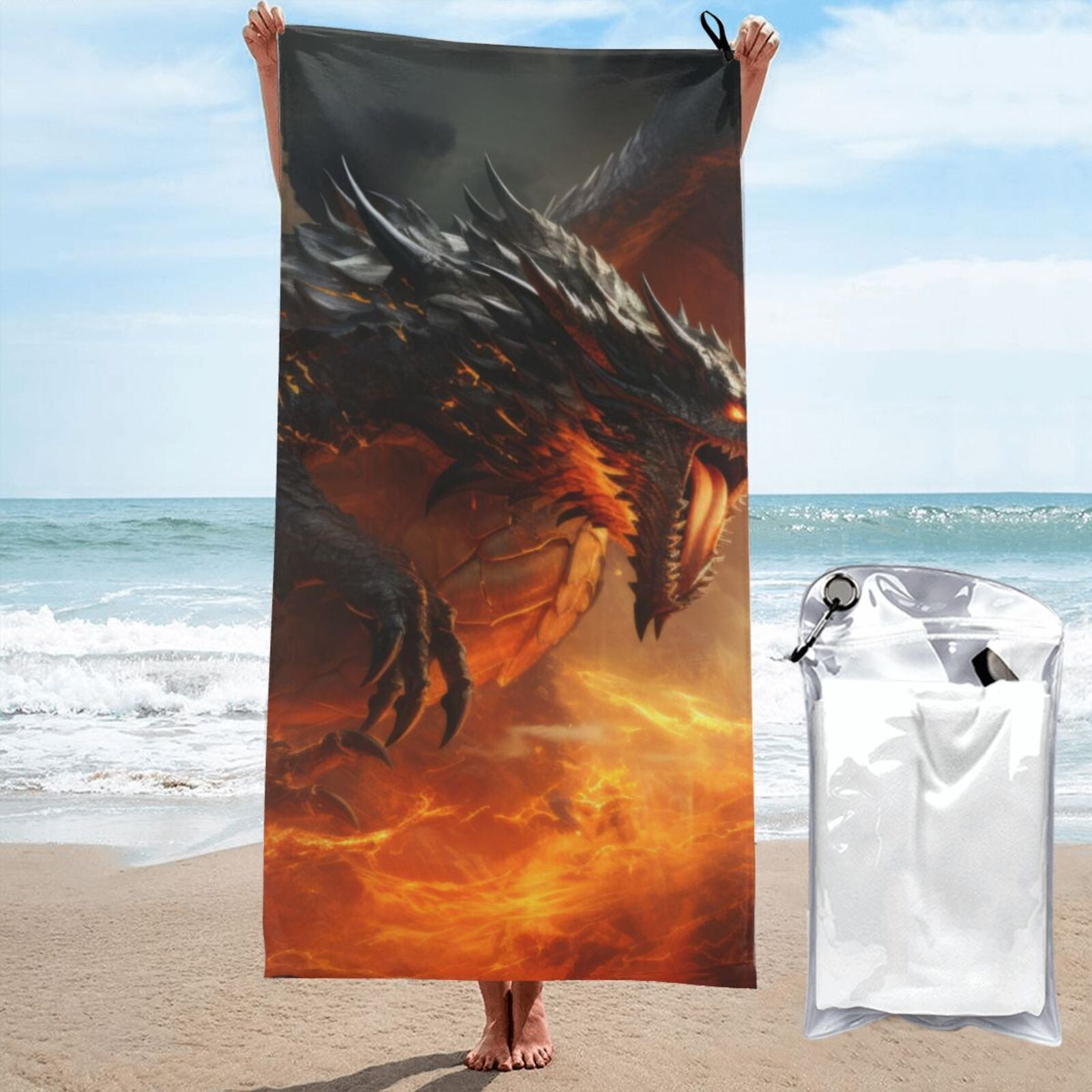 Cauagu Fiery Dragon Of Chaos Print Extra Large Bath Towels 1 Pack