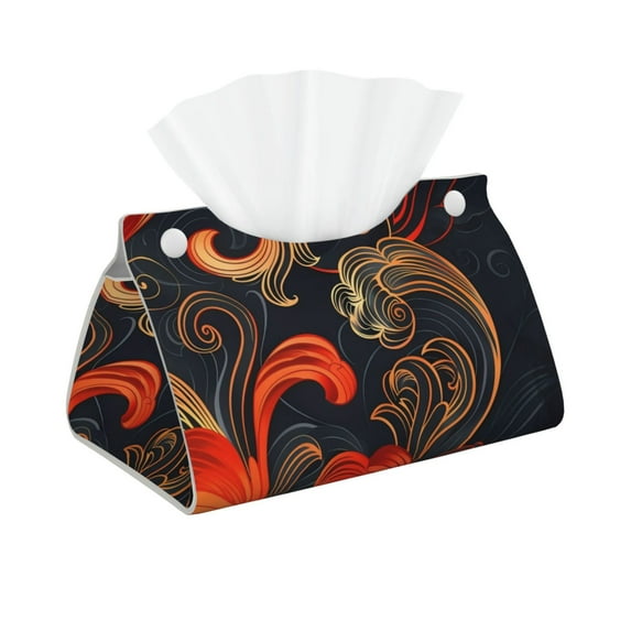 Cauagu Fiery Floral Pattern for Large Tissue Box Cover Rectangular–Plus Size Rectangle Tissue Box Holder Long Tissue Holder for Bathroom/Car/Office Decor 7.9X4.9X4.9''