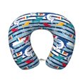 Cauagu Fish And Shark Pattern Travel Pillow Memory Foam, UShaped Neck