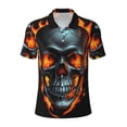 thumbnail image 1 of Cauagu Flame Metal Skull Print Men's Polo Shirts, Short-Sleeve Polo Shirts for Men Performance Golf Shirt Athletic Casual Collared T-Shirt-X-Large, 1 of 8