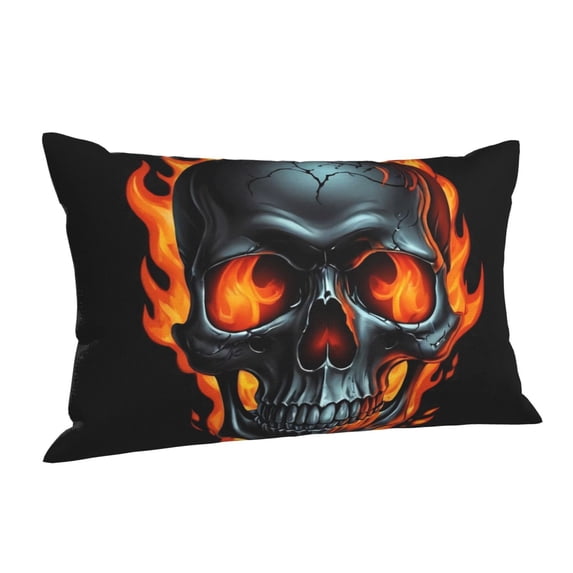 Cauagu Flame Metal Skull Print Pillow Covers with Envelope Closure,1PC Pillow Cases Decorative Pillow Case for Bed & Couch, Pillows Not Included-16"x24"