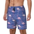 thumbnail image 1 of Cauagu Flamingo Print Mens Swim Trunks Quick Dry Board Shorts Swim Shorts with Compression Liner Bathing Suits-Medium, 1 of 6