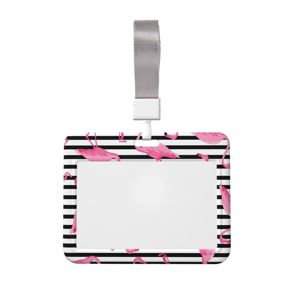 Cauagu Flamingos for ID Badge Holder,Badge Holder with Windows Key Card Work Badge Sleeve for Office/ Factory/ID Credit Cards/Proximity Key Cards