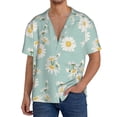 thumbnail image 1 of Cauagu Floral Daisy Men's Short Sleeve Button Down Hawaiian Shirt for Men Bowling Shirts Casual Summer Beach Shirt,X-Large, 1 of 6