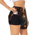 thumbnail image 1 of Cauagu Floral Fox Print Women's 2 in 1 Running Shorts Athletic Workout Gym Yoga Shorts Running Shorts for Women-X-Large, 1 of 7