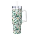 Cauagu Floral In Teal Print Stainless Steel Vacuum Insulated Tumbler