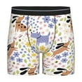 thumbnail image 1 of Cauagu Floral Puppy Print Men's Boxer Briefs, Funny & Cute Underwear Elastic Waistband Briefs Ideal Gift for Men,1-Pack, 1 of 7