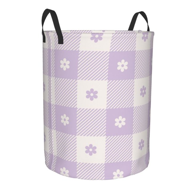 Cauagu Floral Purple Buffalo Plaid for Laundry Basket,Collapsible