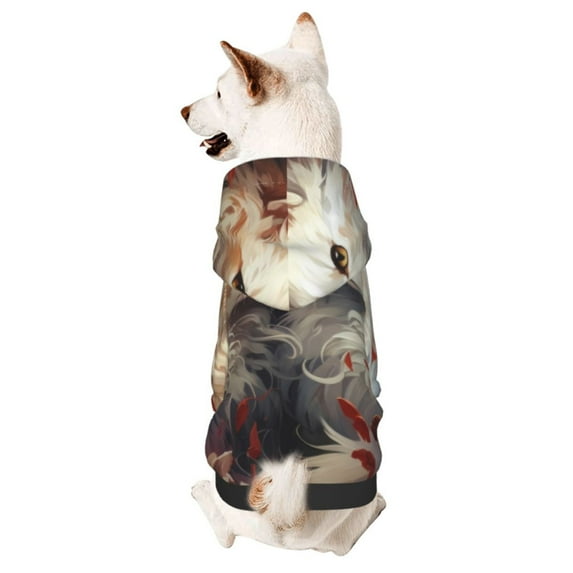 Cauagu Flower Cat Couple Pattern Winter Pet Hoodie Sweatshirts- Dog Hoodie Sweater with Leash Hole - Cute Dog Hoodie - Pet Clothes Puppy Cat Custume -X-Large